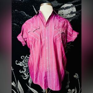 VTG 1990s Light Red Striped Pearl Snap Shirt